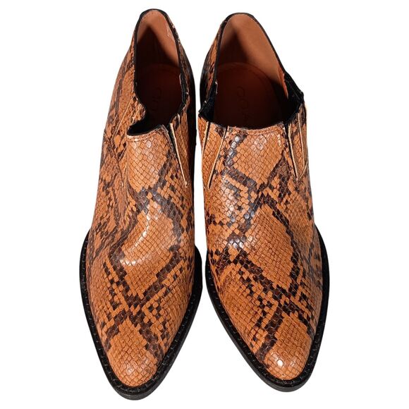 Coach Perri Bootie Ankle Boots Womens 5 C Brown Leather Snake - Picture 4 of 12